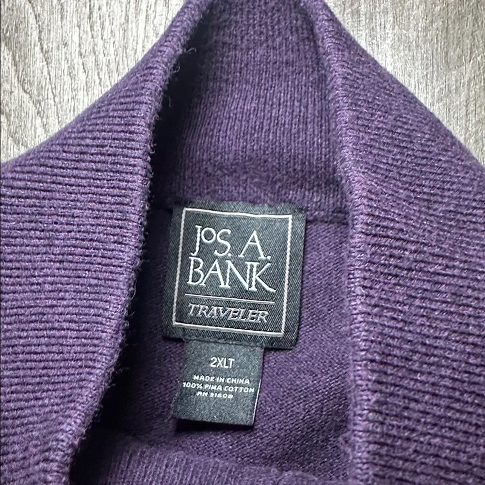 Jos. A. Bank Traveller Deep Purple Quarter Zip Pullover Sweater - 2XLT - Picture 6 of 7